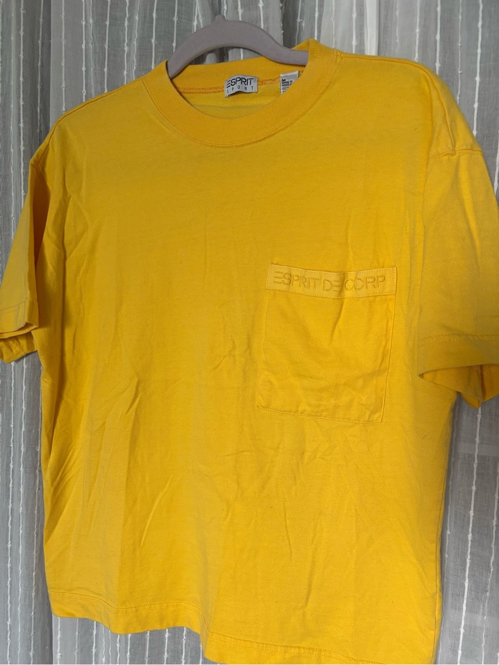 Esprit Sport Bright Yellow Pocket Tee Shirt Medium